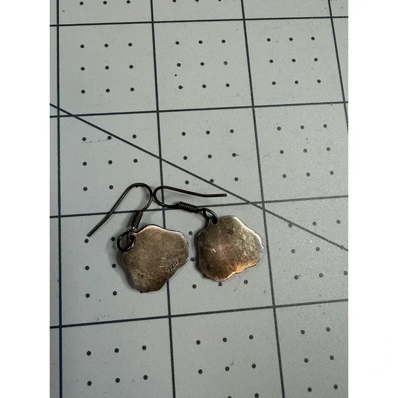 Vintage Sterling Silver Earrings Fancy Swirls Dangle Hook Earrings 925 - Picture 2 of 3